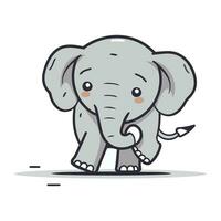 Cute little elephant character vector illustration. Cute cartoon animal.