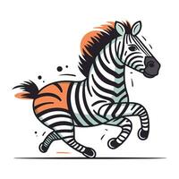 Zebra vector illustration. Zebra zebra animal cartoon character.