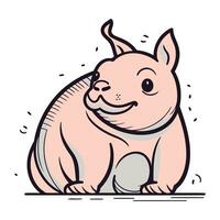 Cute cartoon pig. Vector illustration isolated on a white background.