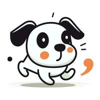 Cute cartoon dog running on a white background. Vector illustration.