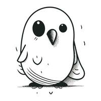 Cute cartoon bird isolated on white background. Hand drawn illustration. vector