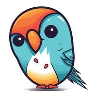 Cute blue parrot isolated on white background. Vector illustration.