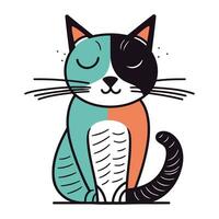 Cute cartoon cat. Colorful vector illustration in doodle style.