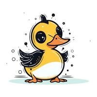 Cute duckling vector illustration. Hand drawn doodle style.