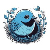 Bird in the nest. Vector illustration of a bird in the nest.