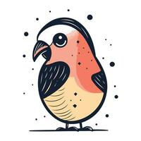 Bullfinch. Hand drawn vector illustration in doodle style.