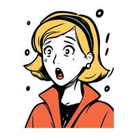 Surprised woman. Vector illustration on white background. Comic book style imitation.