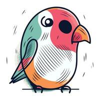 vector ilustración de un linda pequeño loro en un blanco antecedentes.