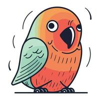 Cute parrot. Vector illustration in doodle style.