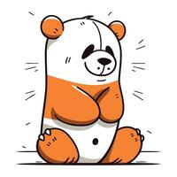 Cute cartoon panda sitting on a white background. Vector illustration.