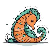 Seahorse cartoon. Vector illustration of a seahorse.