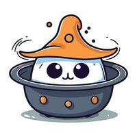 Cute Halloween vector illustration. Cute kawaii witch hat with eyes.