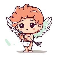 Cupido con arco y flecha. linda vector dibujos animados ilustración.