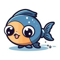 Cute cartoon fish character. Vector illustration isolated on white background.