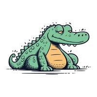 Crocodile. Hand drawn vector illustration on white background.