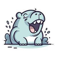 Cute hippopotamus. Vector illustration of a cartoon hippopotamus.