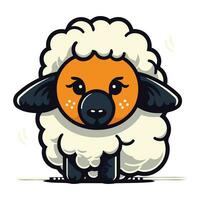 Cute cartoon sheep. Vector illustration isolated on a white background.