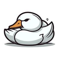 Illustration of a cute white swan on a white background. vector