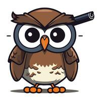 Cute Owl Cartoon Mascot Character Vector Illustration Isolated on White Background