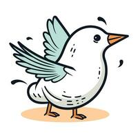 Cute cartoon bird. Vector illustration isolated on a white background.