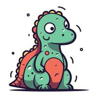 Cute cartoon dinosaur. Vector illustration isolated on a white background.