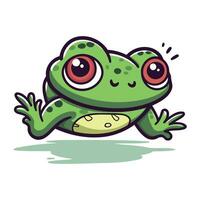 Frog cartoon. Vector illustration isolated on white background. Funny cartoon frog.