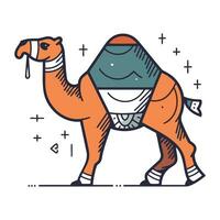 camello vector ilustración. linda dibujos animados camello en plano estilo.