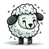 Cute cartoon sheep character. Vector illustration isolated on white background.