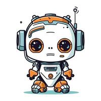 Cute cartoon robot. Vector illustration isolated on a white background.