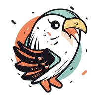 Vector illustration of a cute cartoon parrot. Hand drawn bird.