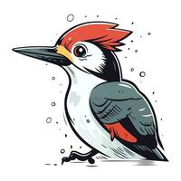 Hand drawn vector illustration of a Woodpecker. Isolated objects on white background.