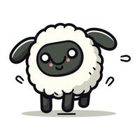 Cute Sheep Cartoon Character Vector Illustration. Isolated on White Background.