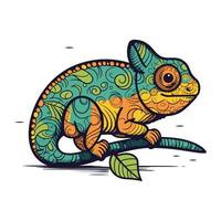 Colorful chameleon on a white background. Vector illustration.