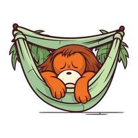 Cute cartoon girl sleeping in a hammock. Vector illustration.