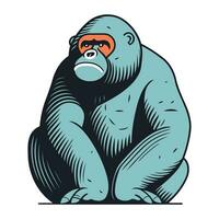 Gorilla isolated on white background. Vector illustration for your design