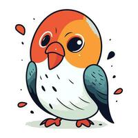 Cute cartoon doodle parrot bird. Vector illustration.