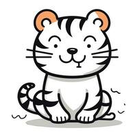 Cute cartoon tiger isolated on a white background. Vector illustration.