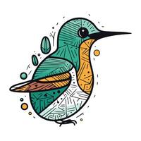 Hand drawn vector illustration of a hummingbird isolated on white background.