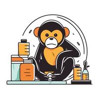Vector illustration of a monkey in a spa salon. The concept of beauty and health care.