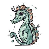 Hippocampus. sea horse. Hand drawn vector illustration.