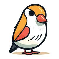 Vector illustration of cute cartoon little bird. Isolated on white background.