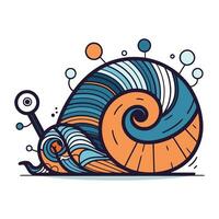 Snail with shell. Vector illustration in doodle style.