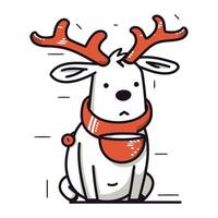 Cute reindeer with red bandana. Vector illustration.