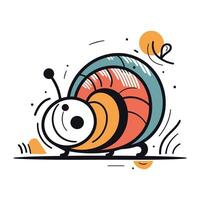 Vector illustration of cute cartoon snail. Isolated on white background.