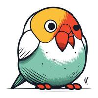 Cartoon parrot. Vector illustration. Isolated on white background.