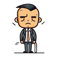 Sad Businessman   Retro Cartoon Vector Illustration