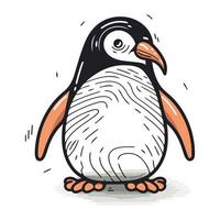 Penguin doodle vector illustration. Cartoon penguin.