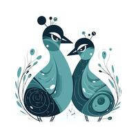 Vector illustration of a pair of birds in the style of flat design