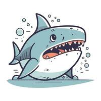 Shark vector illustration. Cartoon character with open mouth and teeth.