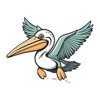 Pelican vector illustration. Cartoon pelican isolated on white background.